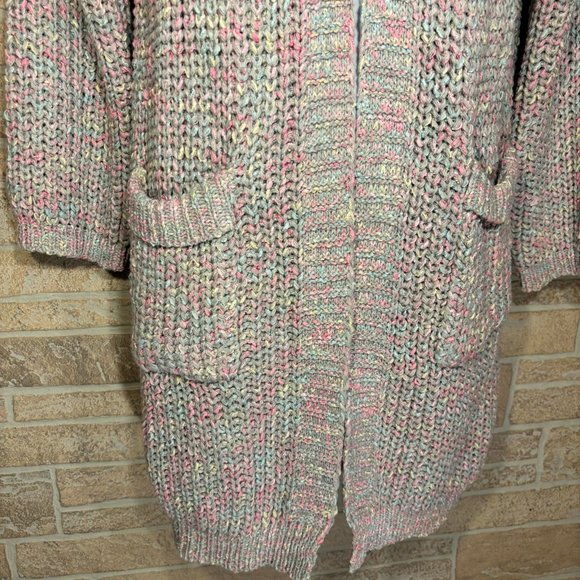 NWT Akemi + Kin Anthropologie Cardigan Grey Multicolor Pastel Open Chunky knit - Picture 3 of 6